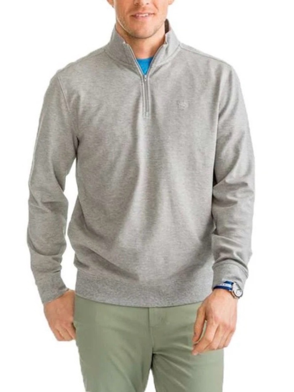Southern Tide Skipjack 1/4 Zip Pullover Mens M Gray Pique Preppy Golf Sweater